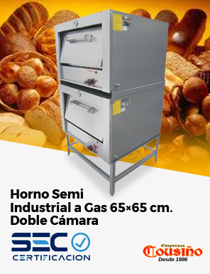 Horno Semi Industrial a Gas 65×65 cm. Doble Cámara Cousiño