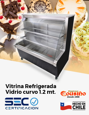 Vitrina refrigerada vidrio curvo 1,2 mts Cousiño